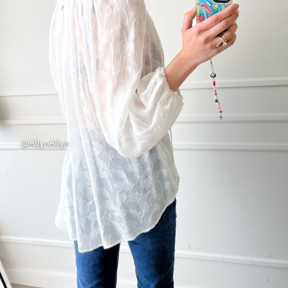 Sheer Blouse with Floral Applique - Picture 9 of 16